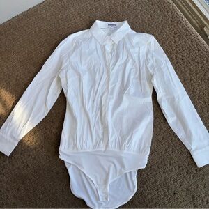 Express White Collared Button-Up Bodysuit size large worn once like new